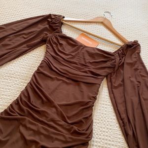 Chocolate brown bodycon mini dress size 6 NWT